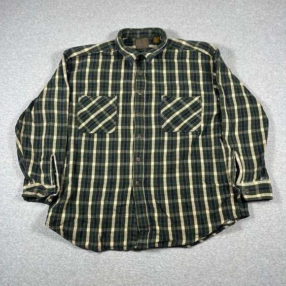 St. John's Bay Other - Vintage St Johns Bay Shirt Mens XXL Green Flannel Plaid Button Up Cotton 90s